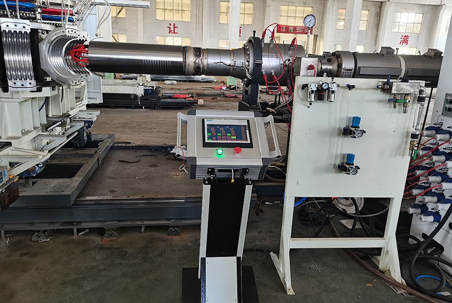 High speed double wall corrugated pipe extrusion line