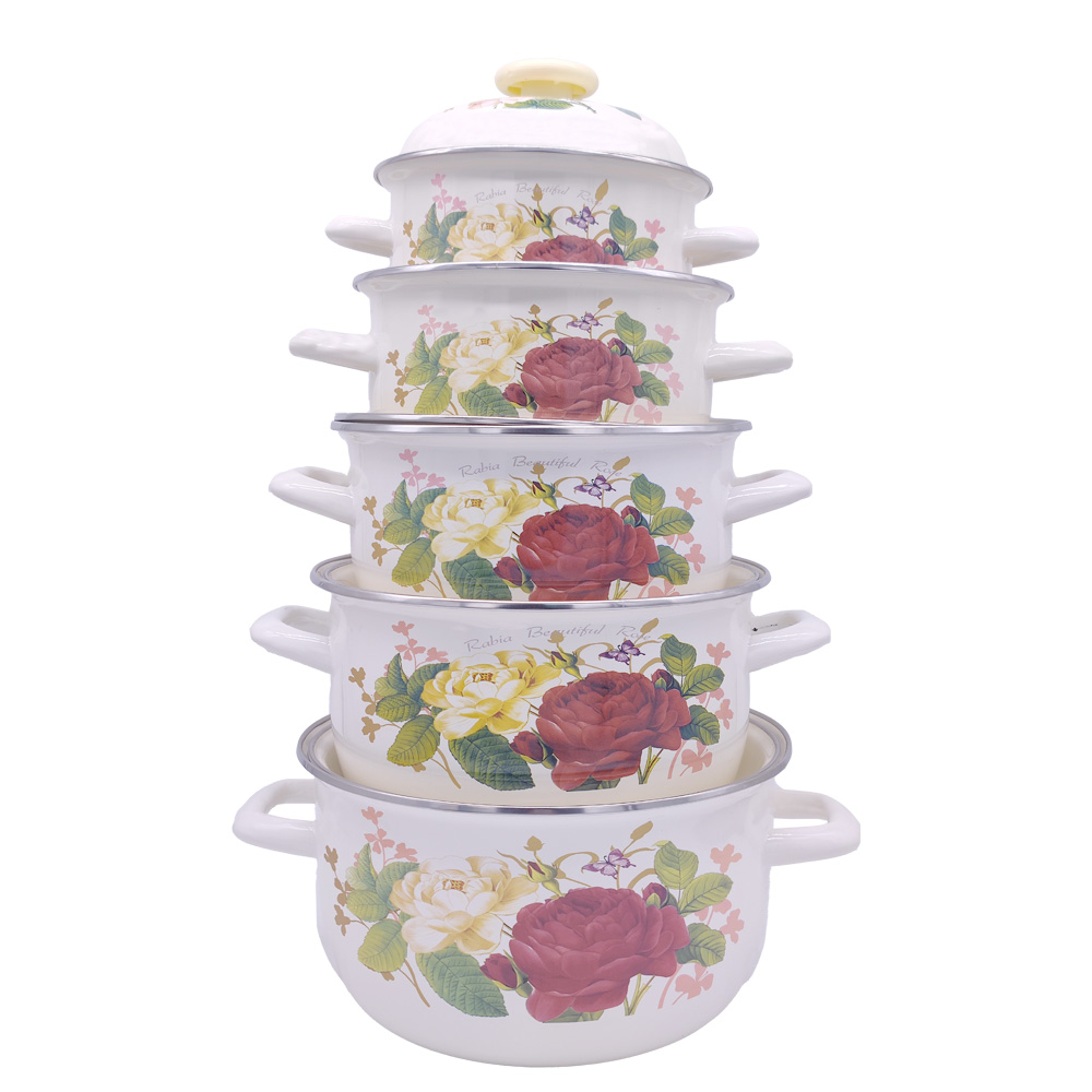 ЭМАЛИРОВАННЫЕ КАСТРЮЛИ В НАБОРЕ 18-26СМ 5 ПРЕДМЕТОВ