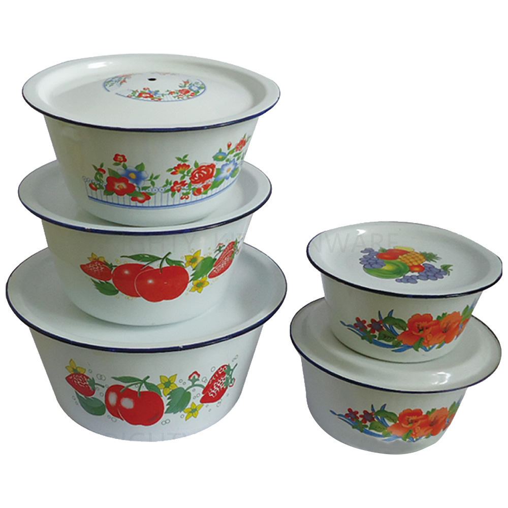 ЭМАЛИРОВАННЫЕ МИСКИ С КРЫШКОЙ