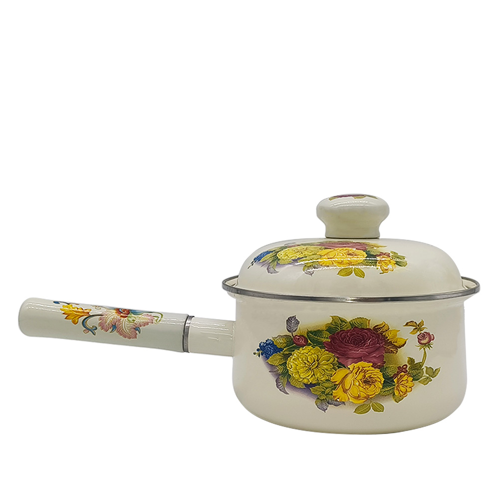 ЭМАЛИРОВАННЫЕ КАСТРЮЛИ С КРЫШКОЙ 14-18СМ