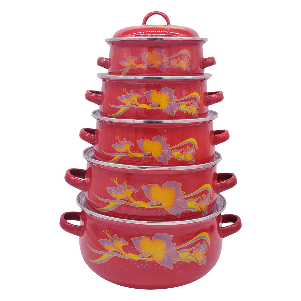 ЭМАЛИРОВАННЫЕ КАСТРЮЛИ В НАБОРЕ 16-24СМ 5 ПРЕДМЕТОВ