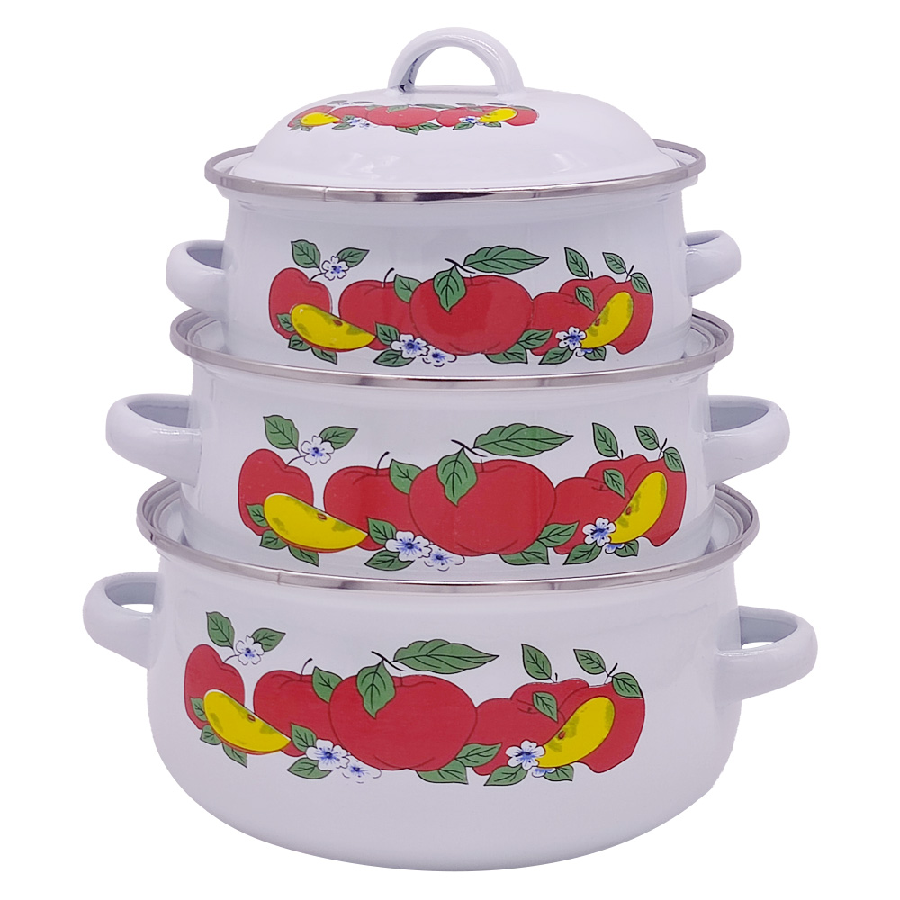 ЭМАЛИРОВАННЫЕ КАСТРЮЛИ В НАБОРЕ 16-20СМ 3 ПРЕДМЕТА