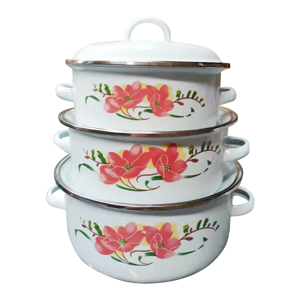 ЭМАЛИРОВАННЫЕ КАСТРЮЛИ В НАБОРЕ 16-20СМ 3 ПРЕДМЕТА