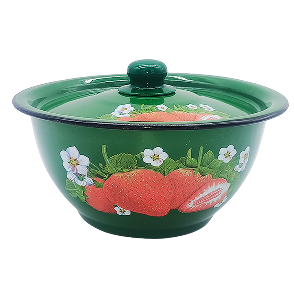 ЭМАЛИРОВАННАЯ МИСКА С КРЫШКОЙ 20СМ