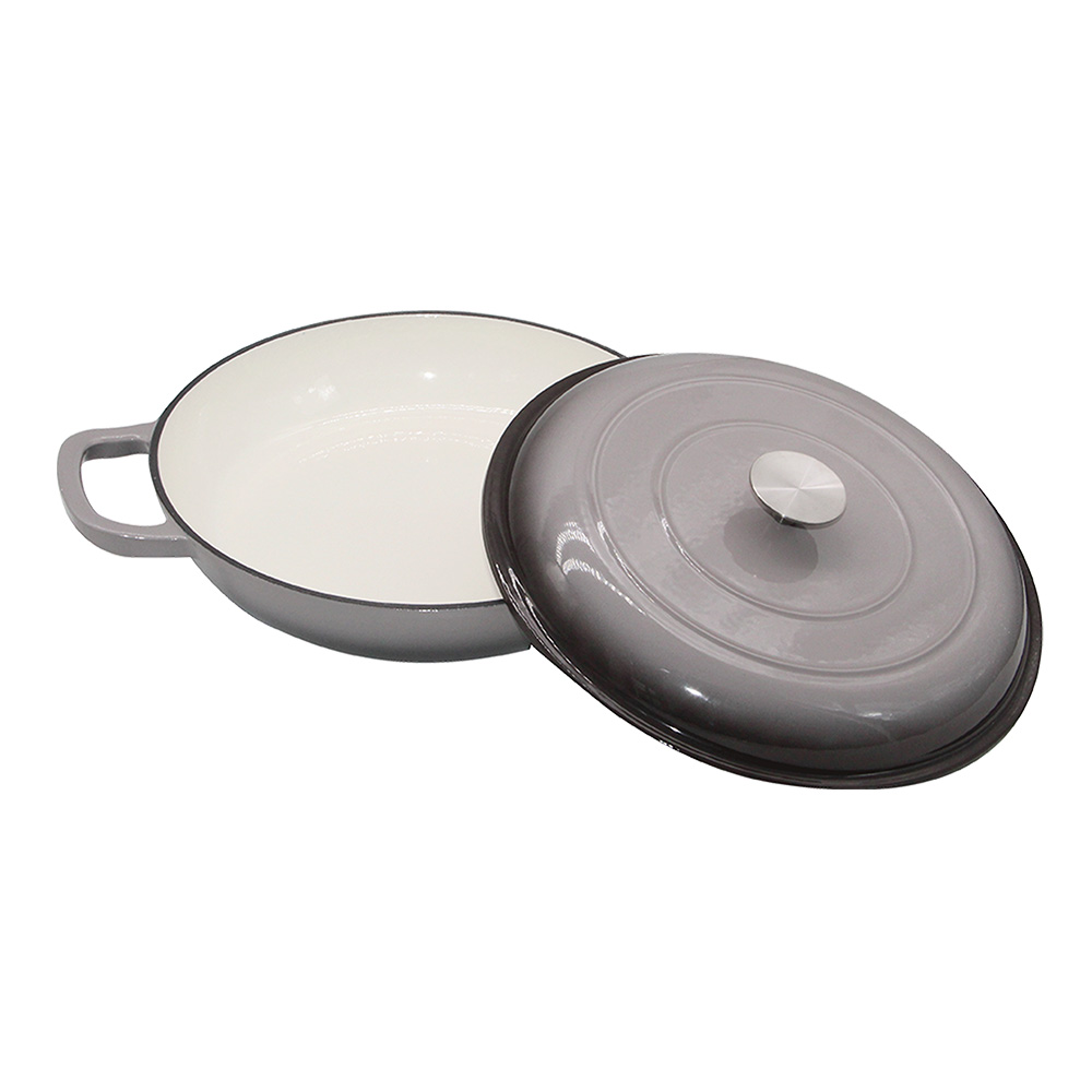 ЭМАЛИРОВАННАЯ ЧУГУННАЯ СКОВОРОДА С КРЫШКОЙ