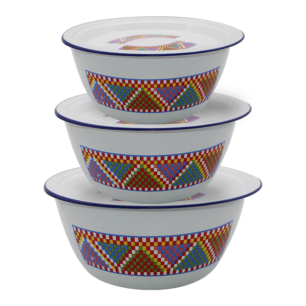 ЭМАЛИРОВАННАЯ МИСКА С КРЫШКОЙ