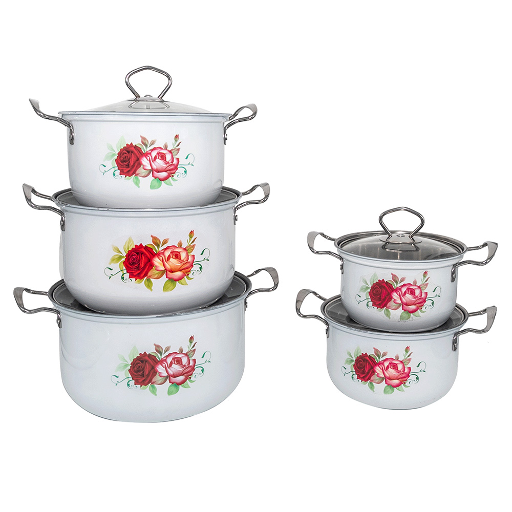 ЭМАЛИРОВАННЫЕ КАСТРЮЛИ В НАБОРЕ ИЗ НЕРЖАВЕЮЩЕЙ СТАЛИ 16 - 24 СМ