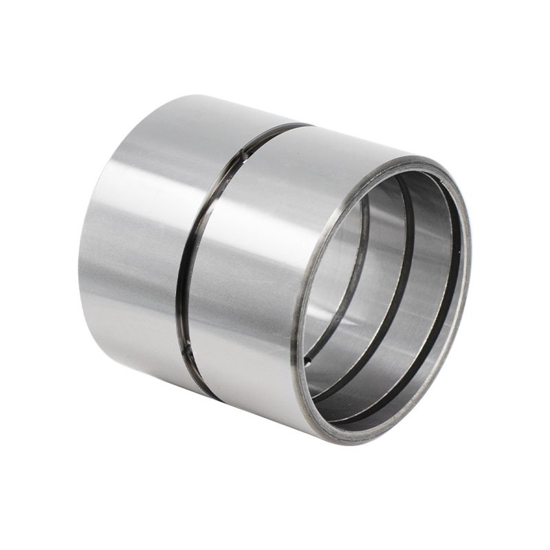 Lubricated spiral groove steel bushing for industrial applications