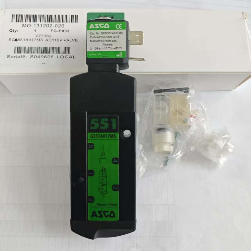 Электромагнитный клапан ASCO 551 SCG551A017 MS 24V DC/AC двухходовой нормально-закрытый для воздуха и газа высокого давления