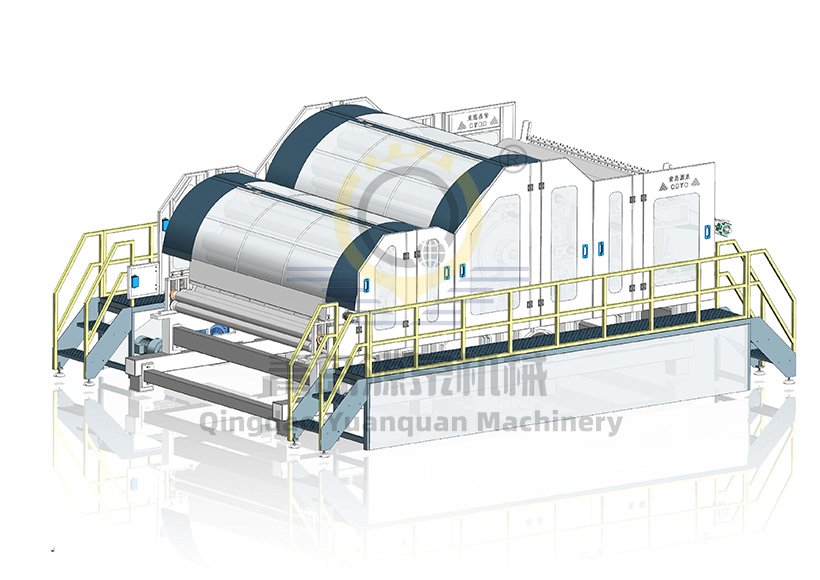 Двухцилиндровая кардочесальная машина с двойным съемником