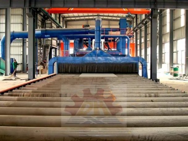 Дробеметная установка для обработки стальных листов