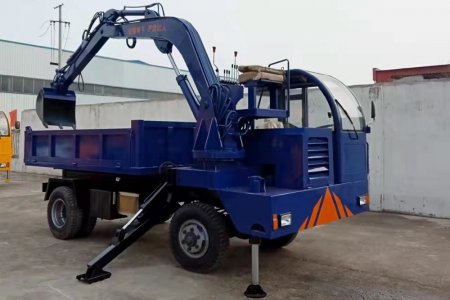 Колесный экскаватор на колесном ходу