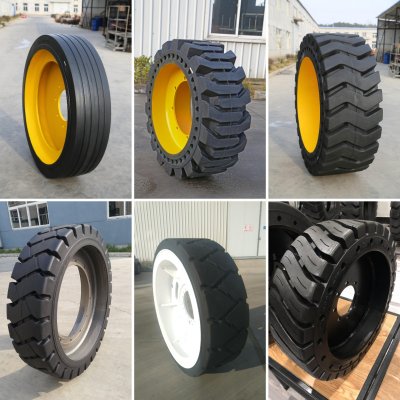 Изготовленные на заказ цельнолитые шины CON (Curried on solid tire) для различных областей применения, таких как горнодобывающая промышленность, строительство, металлургические заводы и подземная добыча полезных ископаемых. (1)