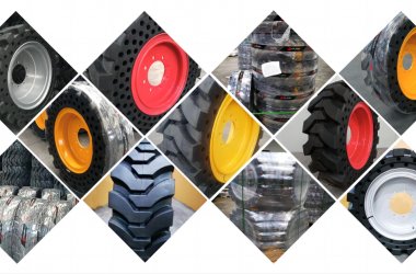Цельнолитая шина с ободом для мини-погрузчиков Bobcat, CASE, CAT, MUSTANG, VOLVO, JOHN DEER и др.