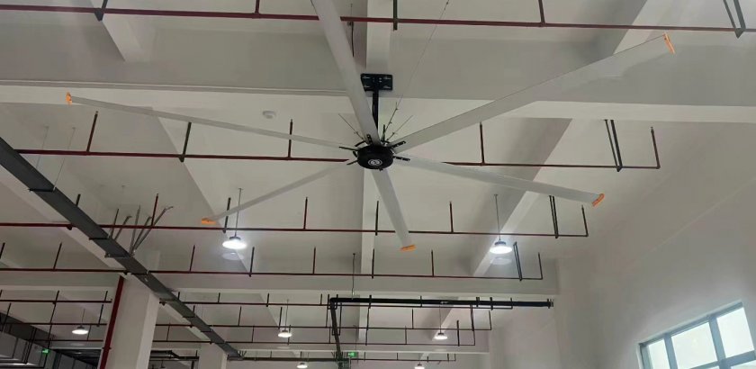 Многофункциональная вентиляция: высокоэффективные вентиляторы HVLS установлены на производственных предприятиях и молочных фермах.