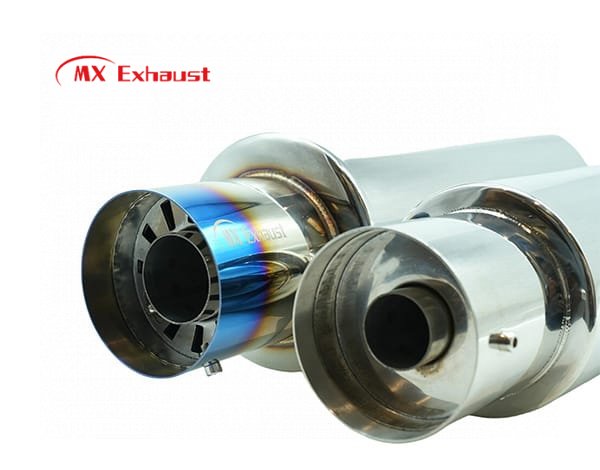 stainless steel exhaust muffler with burnt blue tip performance style