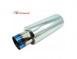 burnt blue exhaust muffler for improved airflow and exhaust sound