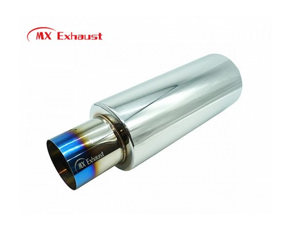 burnt blue exhaust muffler for improved airflow and exhaust sound