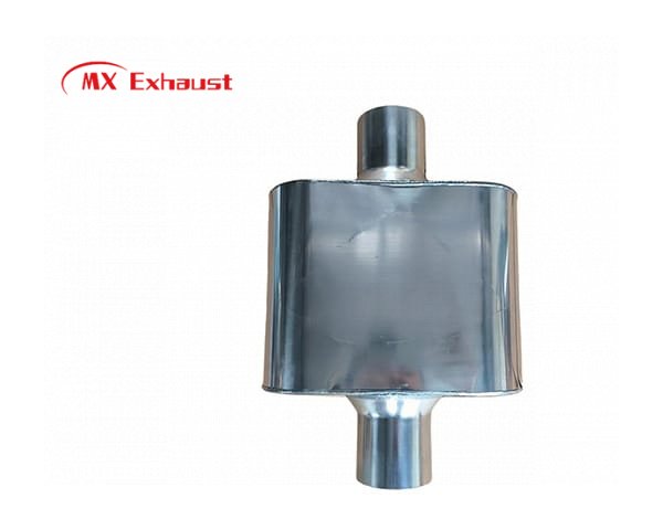 performance muffler center inlet center outlet mirror polished design