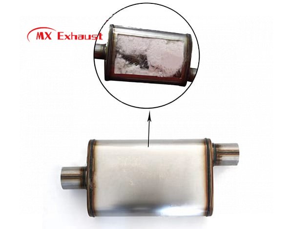 universal exhaust muffler 2.5 inch inlet 3 inch outlet detail