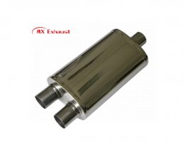 high flow exhaust muffler with dual outlet stainless steel 409