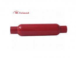 performance exhaust resonator red spiral louvered core design