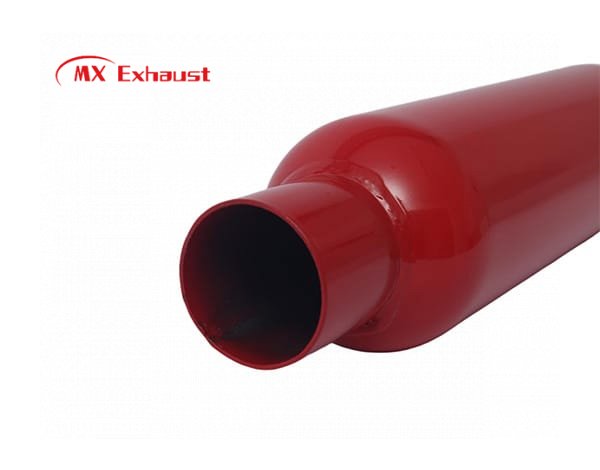 universal red exhaust resonator 2.5 inch inlet 3 inch outlet
