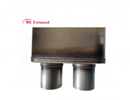 stainless steel 409 muffler custom body size 4x9 dual outlet