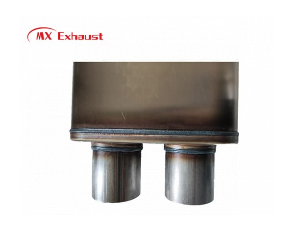 stainless steel 409 muffler custom body size 4x9 dual outlet