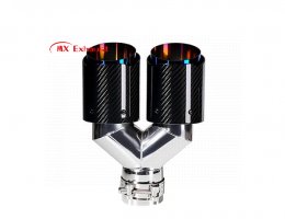 Universal Dual Carbon Fiber Exhaust Tip Burnt Blue
