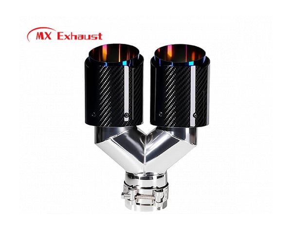 Universal Dual Carbon Fiber Exhaust Tip Burnt Blue