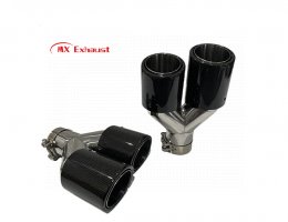 dual y-pipe carbon exhaust tip rolled