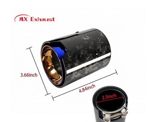 bmw exhaust tip burnt blue stainless steel carbon fiber detail