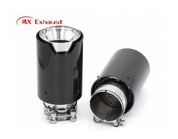bmw exhaust tip burnt blue stainless steel carbon fiber detail