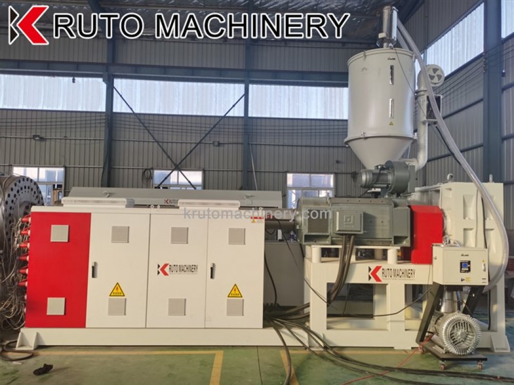 High-Strength PE Pipes Being Extruded on Industrial Production Line