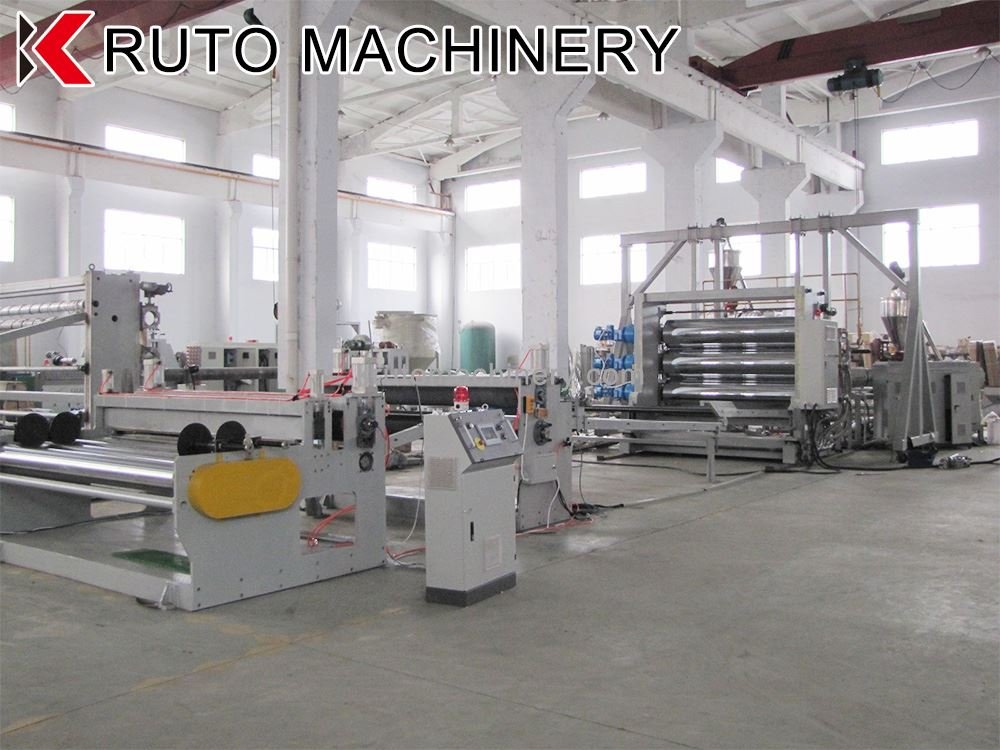 PVC extruder machine operating in factory