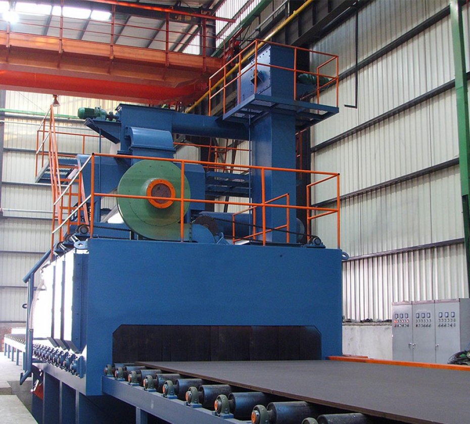 Continuous pass through roller conveyor type Shot blasting machine