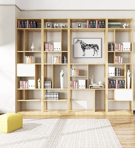 Настенный книжный шкаф из массива дерева